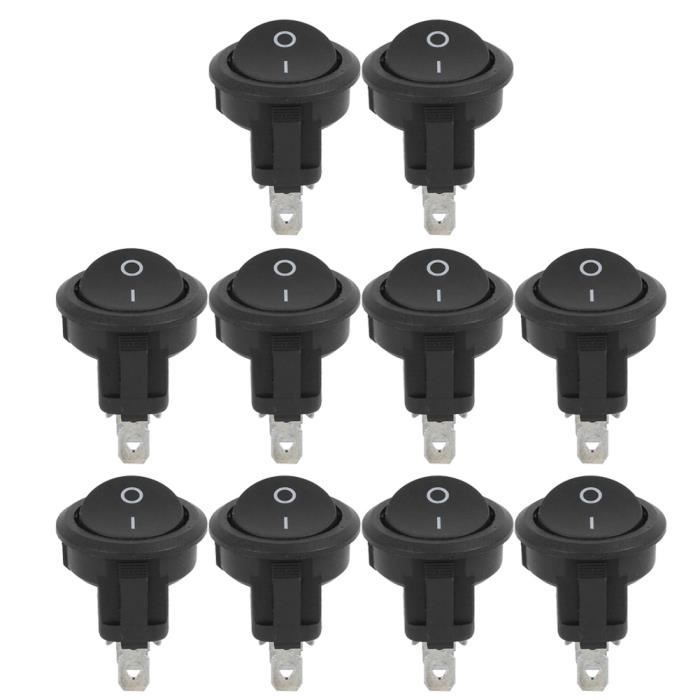 10pcs 23mm Mini Interrupteurs à Bascule, 3 Broches à 2 Positions pour Bateau Rond Mini ON-OFF, Interrupteur à Bascule Courant et