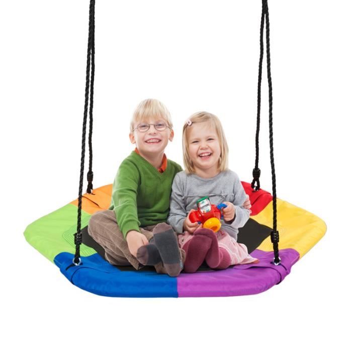 GIANTEX Balançoire Nid d'Oiseau Réglable en Hauteur,avec Multiples Cordes,Charge Max 150KG,Utilisation Intérieure et Extérieure