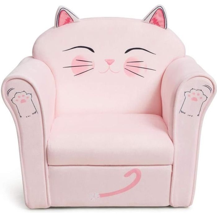 GOPLUS Canapé Enfants,Fauteuil Enfant Ergonomique,Forme Mignonne,pour Enfant 1-4 Ans,pour Chambre,Salon,Motif Chaton