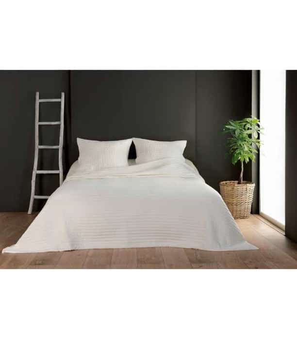 Couvre lit et taies unis matelassés Ecru 180 x 240 cm