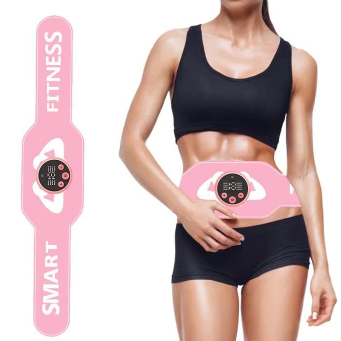 Electrostimulateur Musculaire, Ceinture Abdominale EMS Stimulateur Appareil USB Charge Femme Homme Entraînement - Rose