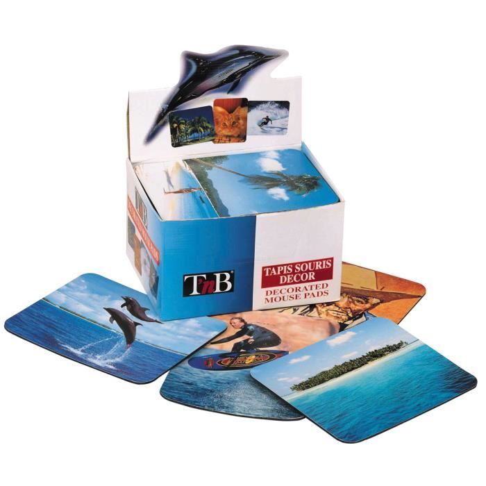 Tapis souris livrés en boîte présentoir de 40 tapis avec 40 décors différents Antidérapant.