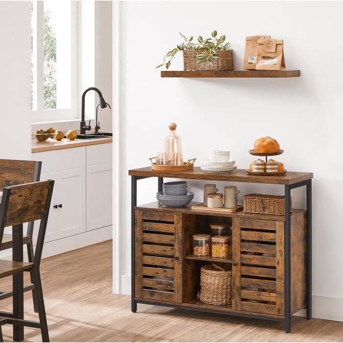 VASAGLE Buffet de cuisine - Meuble de rangement - 100x35x80 cm - Style industriel LSC79BX