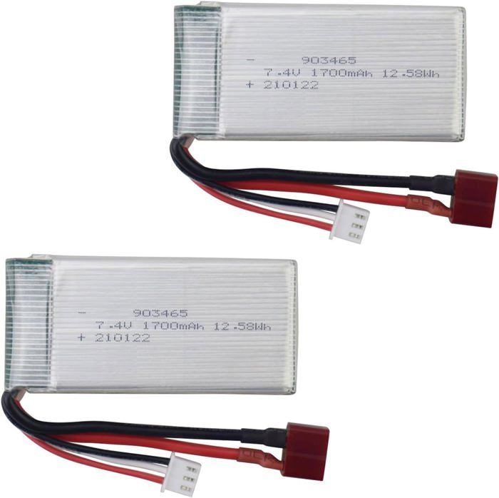 Lot De 2 Batteries RC 7.4V 700mAh 10C Avec Connecteur SM-4P Et Câble USB – Puissance Fiable Pour Voiture Buggy Truck Bateau RC Et Gel Blaster