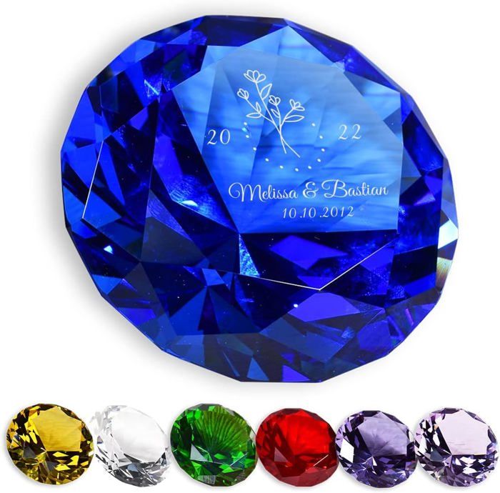 Diamant Décoratif En Verre Gravure Personnalisée - Presse-Papier Élégant Pour Mariage, Anniversaire - Cadeau Unique