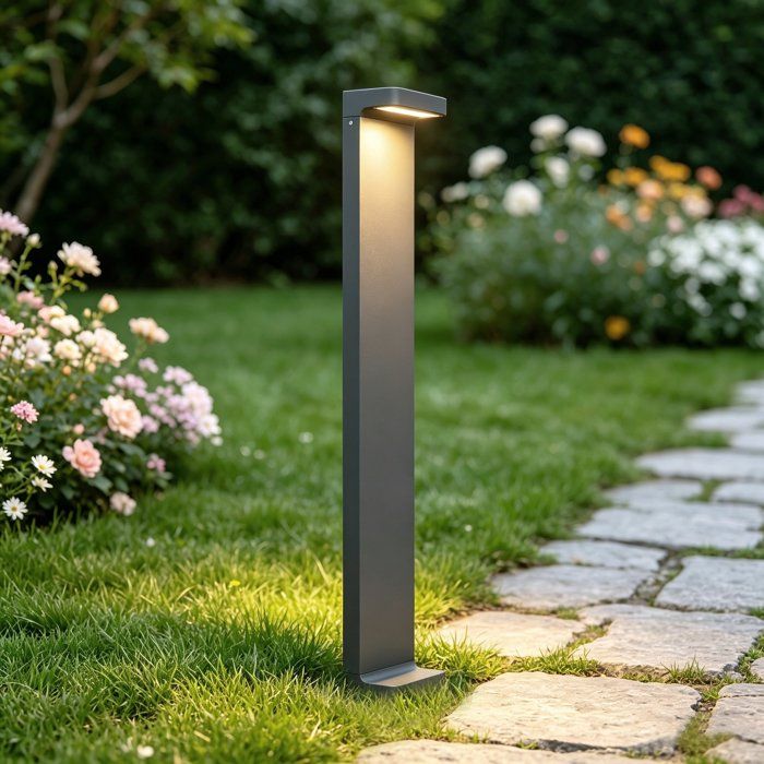 Mai & Mai Lampe sur Pied Extérieur 100x60x600mm Gris Foncé Lumiere Eclairage Extérieur LED IP65 Desgin LumaTorch