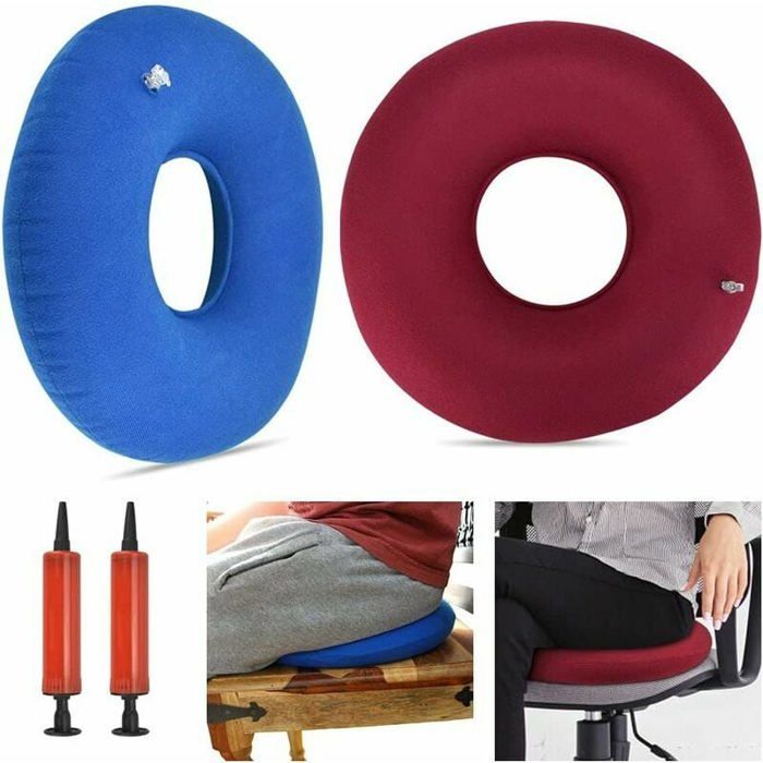 Coussin dAssise Gonflable en Anneau 2 Pompes Incluses Coussin Hmorrodes Ergonomique couleurs multiples Largeight
