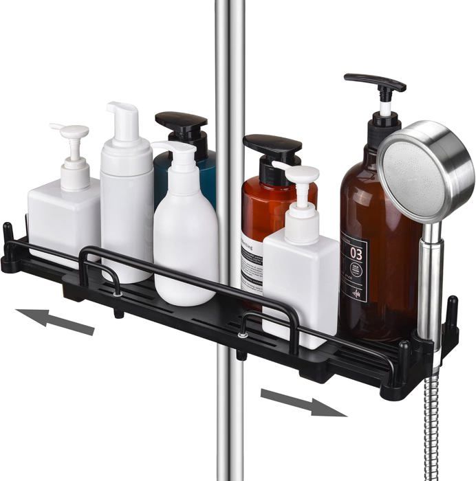 Étagère de Douche télescopique sans perçage 32-48 cm Suspendre pour Salle de Bain étagère de Rangement pour Barre de Douche