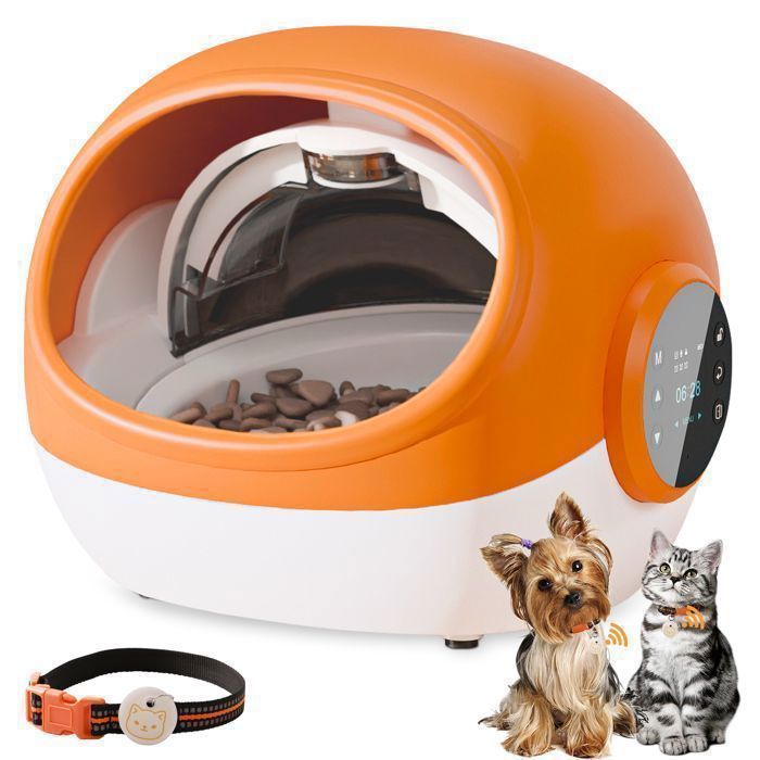 Meilleurs prix pour Distributeur Croquettes Chat Automatique à Puce, Étiquette RFID, 4 Modes d'Alimentation, Aliments Secs/Humides, Porte Hermétique