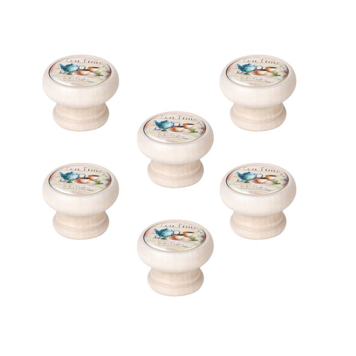 6 Un. Bouton Poignées De Meuble Vintage Retro Métal Bronze Patine Blanc Cafe Diametre 37mm 90135457