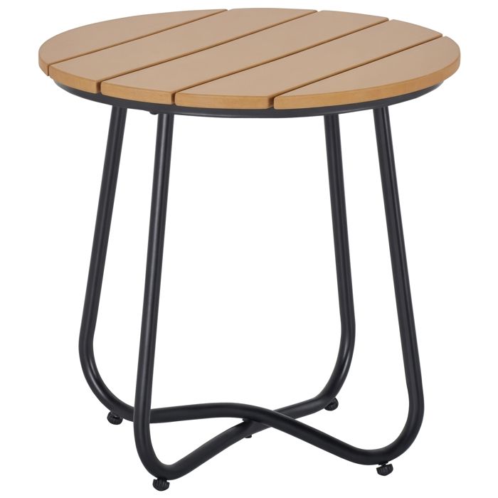 Petite table basse ronde - Outsunny - cadre en acier - table de jardin pour balcon balcon terrasse salon - Ø49 x 48H cm - marron