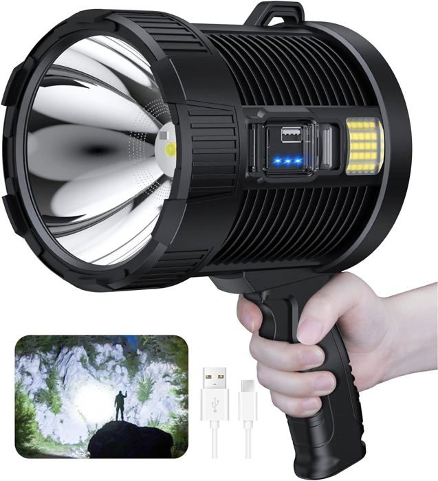Projecteur Rechargeable 100000 Lumens Lampe Torche Solaire Extérieure Étanche IPX5 6 Modes