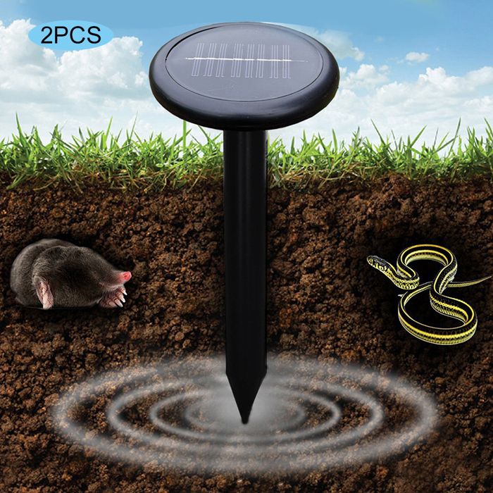 Répulsif à Ultrasons Grabacz - Anti-taupe, Rongeurs Et Serpents - Portée 600 M², Fréquence 400 Hz, Piles D - Protection Jardin