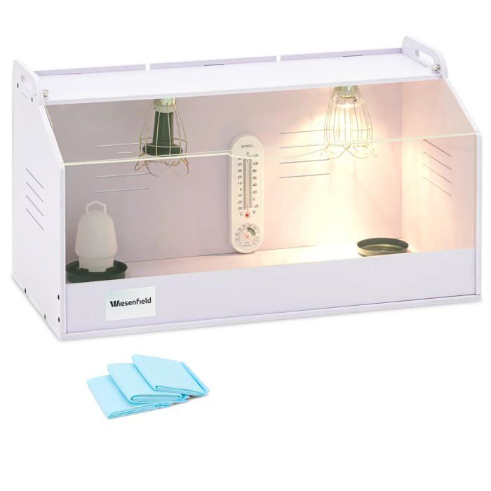 Meilleurs prix pour Cage délevage poussins jusquà 36 °c 78 x 40 x 42 cm MDF PVC blanc
