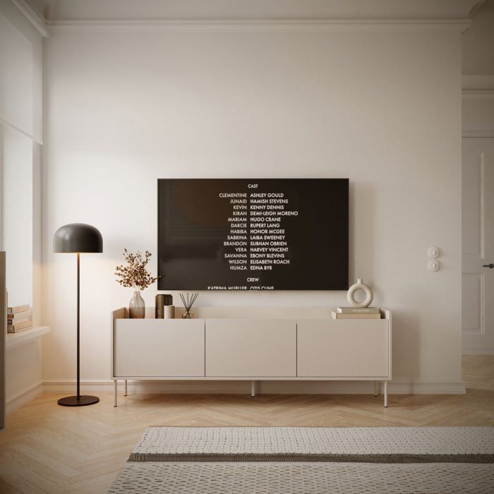SELSEY Meuble TV 3 portes &ndash; TOVI &ndash; cachemire / couleur ch&ecirc;ne Lindberg&ndash; 175 cm