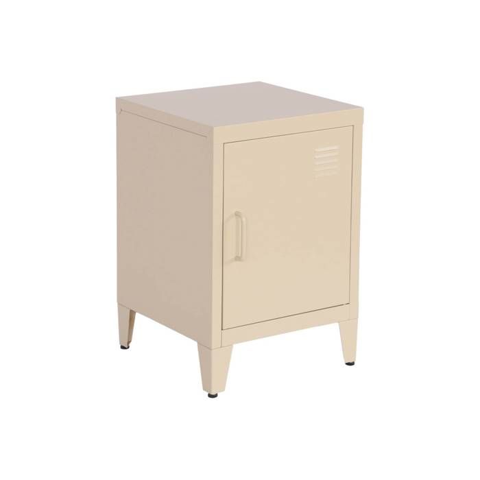 Table de chevet en acier beige. 1 porte. casier. chambre enfant Table de chevet en acier beige. 1 porte. casier. chambre enfant