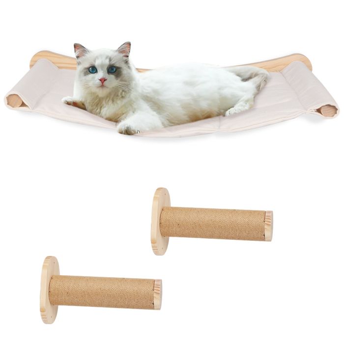 Hamac pour Chat Mural Arbre à Chat Mural Avec 2 Marches descalade pour Chat Coussinets Lavables Amovibles
