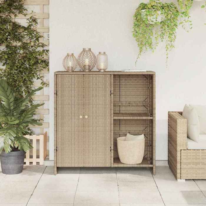 Armoire de rangement en rotin - vidaXL - 100x36x102 cm - Beige - 2 portes - Usage intérieur - Assemblage requis