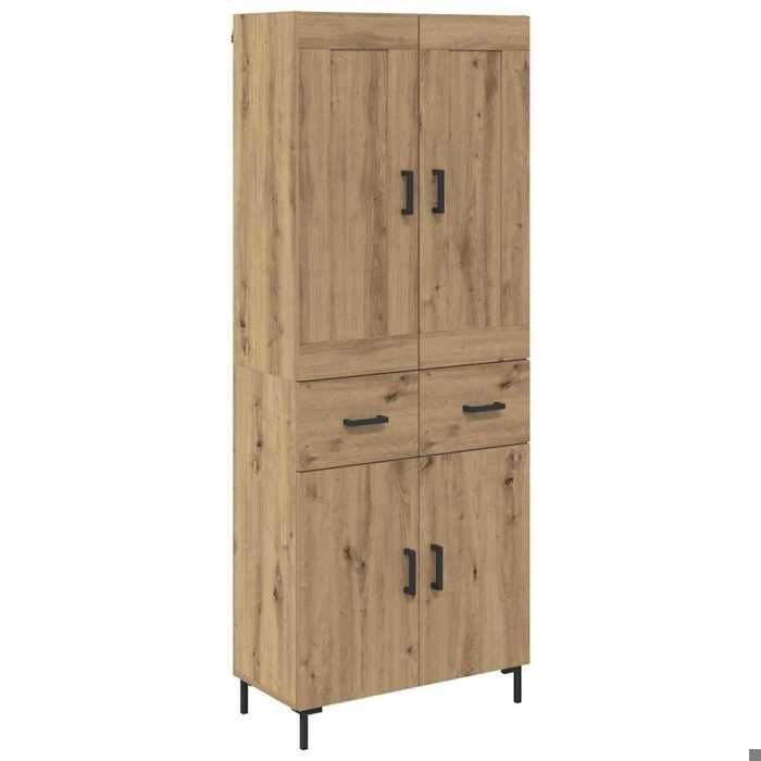 Haut Armoire moderne - KALISSE - Chêne artisanal - Bois dingénierie - 695x34x180 cm - Avec tiroir - 4 portes