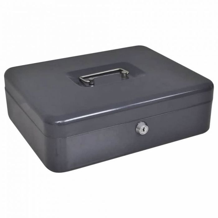Coffre-fort portable VidaXL 30 x 24 x 9 cm en acier gris foncé — Boîte à outils verrouillable (vide)