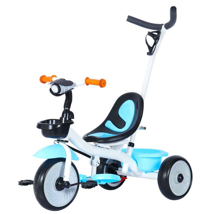 COSTWAY – Tricyque évolutif Bébé – 3 Roues EVA, Siège Réglable, Paniers Avant/arrière – 18 Mois-5 Ans – 25 Kg – Blanc