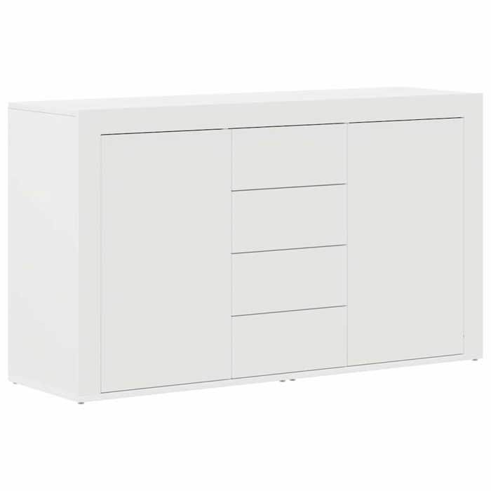 SOLDE DHIVER®Buffet de Cuisine KENNETH - ENFILADE - Armoire Bas vitrine avec tiroir Blanc 120x36x69cm - Bois dingénierie - 183812