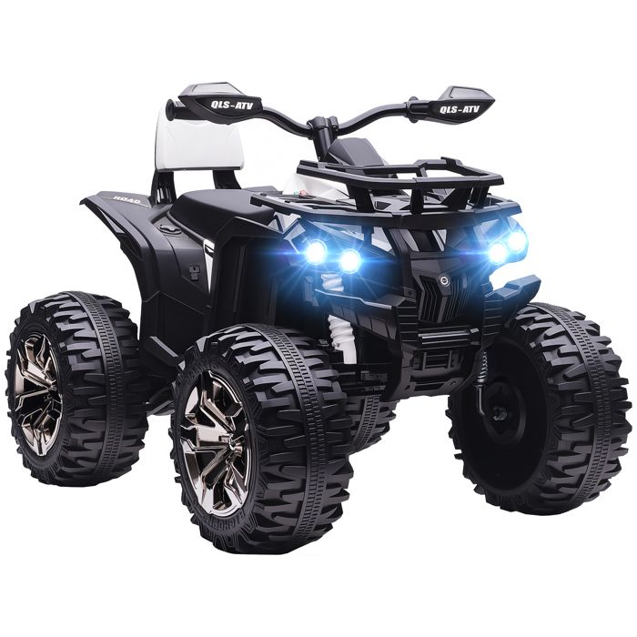 Quad Buggy électrique Enfant - HOMCOM - 12 V 8 Km/h Max. - Effets Lumineux sonores Selle avec Dossier - métal PP -Blanc Noir