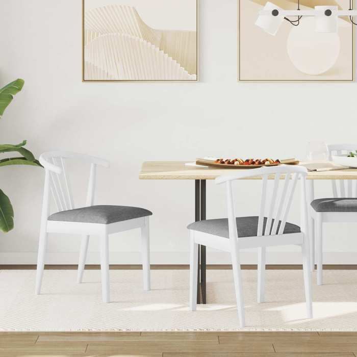 2 pcs Chaises de cuisine Blanc - Magnifique Chaise de salle à mangerClassiquePour salon Blanc et Gris7077