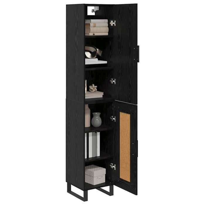 (9787)Moderne Haut Cabinet MEUBLE DE SEJOUR Chêne noir 345x34x180 cm Bois dingénierie poid:31.42 kg