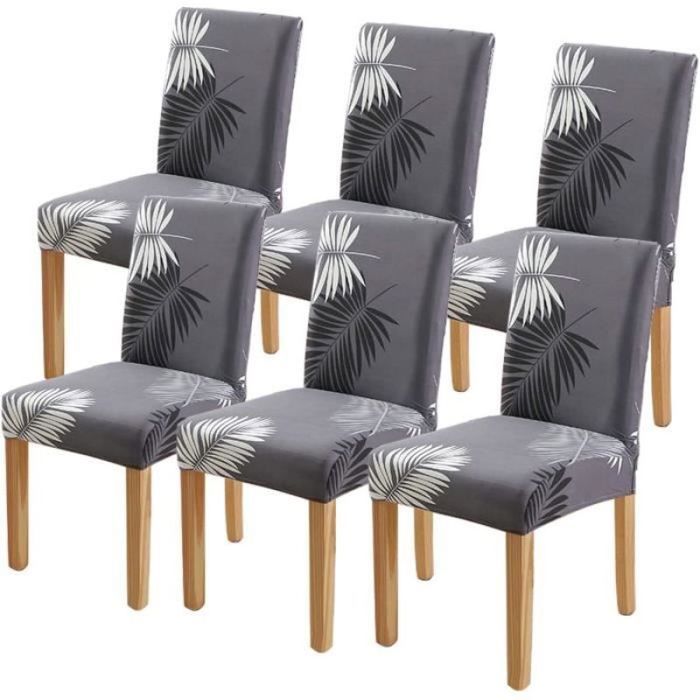 6 Pièces Housse de Chaise Extensible pour Salle à Manger Protection de Chaise Imprimée Maison Hôtel Mariage Réunion ALURRA