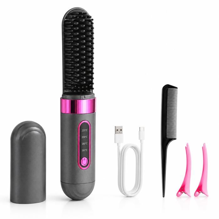 Brosse Lissante Sans Fil GAUTHIER FRANCE Chauffage Céramique 4 Températures Anti Frisottis Recharge USB C 4000 MAh