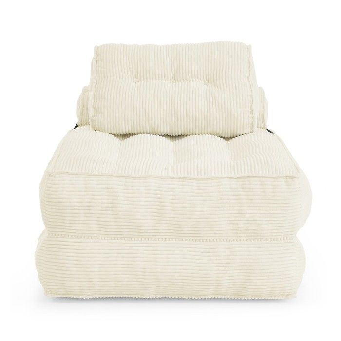 Fauteuil de sol velours côtelé beige 2en1 pliable dossier réglable lit dappoint salon chambre 85x85x85cm