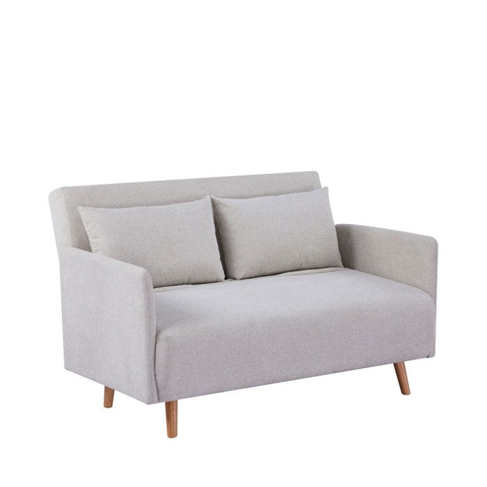 Belushi - Canapé convertible 2 places en tissu pieds bois clair - Beige chiné Belushi - Canapé convertible 2 places en tissu pieds bois clair - Beige chiné