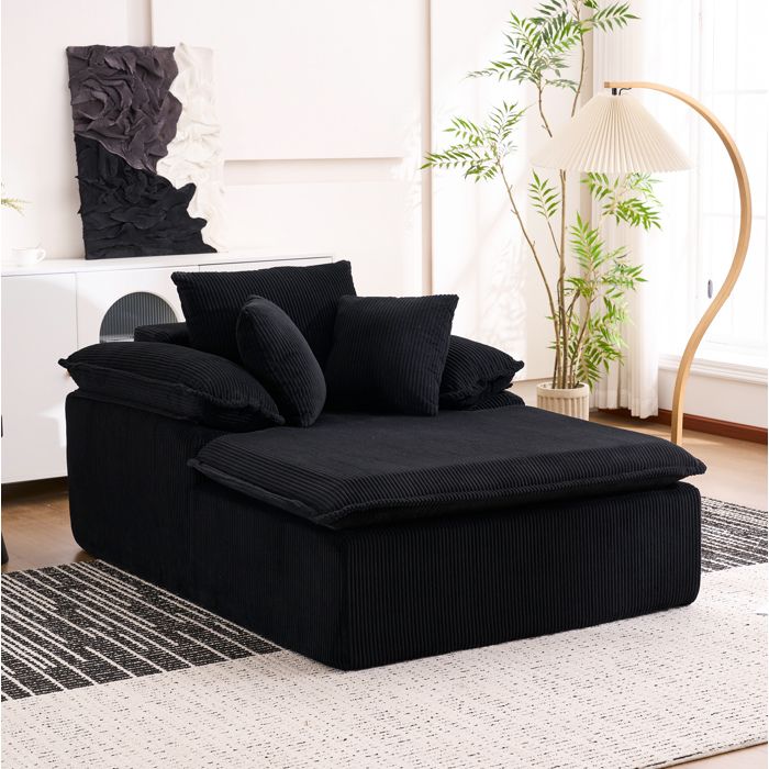 SENVIRO Canapé inclinable 1 place - 177x122x92cm - pour salon Velours côtelé - Noir