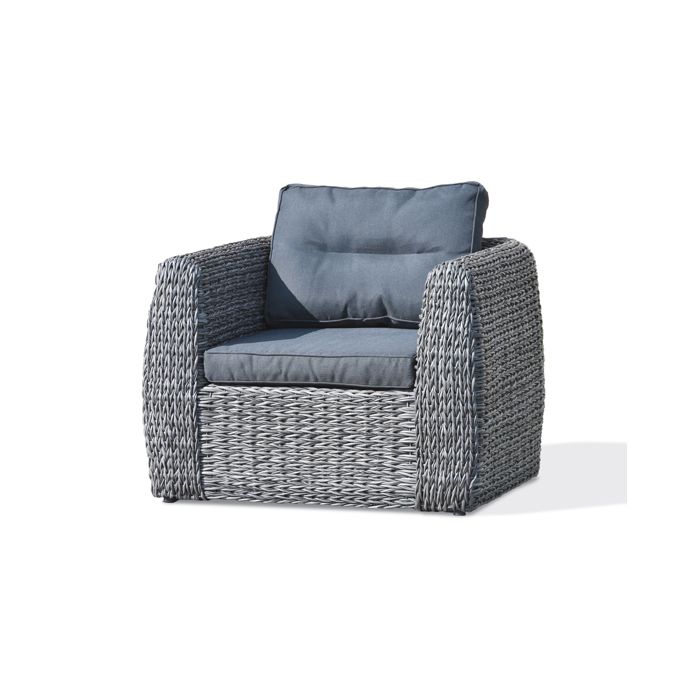 Fauteuil 1 place de jardin en résine tessée - Gris anthracite - BAHAMAS Fauteuil 1 place de jardin en résine tessée - Gris anthracite - BAHAMAS