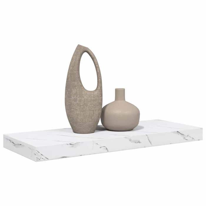Étagère Murale Marbre - Meuble étagère - bois dingénierie - blanc - 60 x 23 x 4 cm - Meuble de rangement FR745459