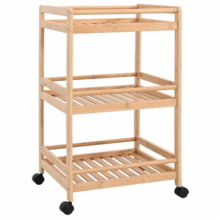 Desserte cuisine - Chariot de cuisine avec roues - vidaXL - bambou - naturel - 46 x 38 x 76 cm - roues avec freins 4509687