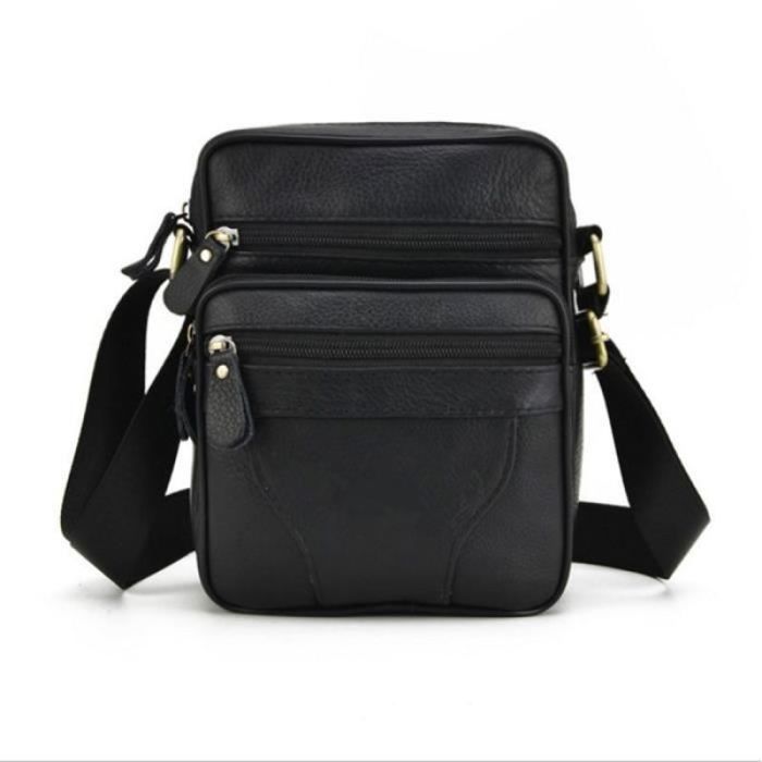 XJYDNCG Sacoche Homme Cuir Sac Bandoulière Cartable Pochette Voyage - Noir noir SACOCHE
