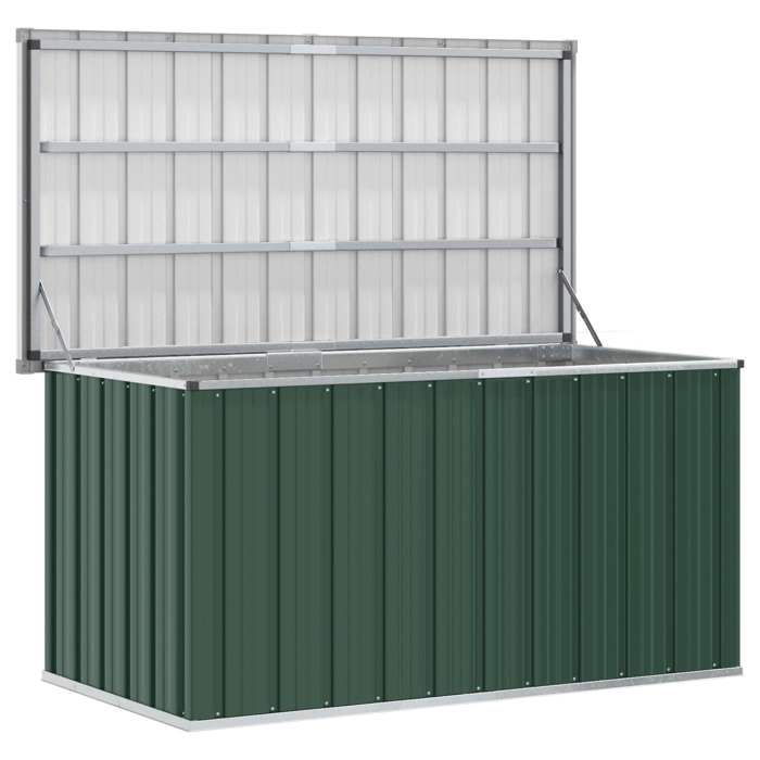 Coffre de Rangement de Jardin Vert 129 x 67 x 65 cm avec structure stable pour rangement extérieur 8437