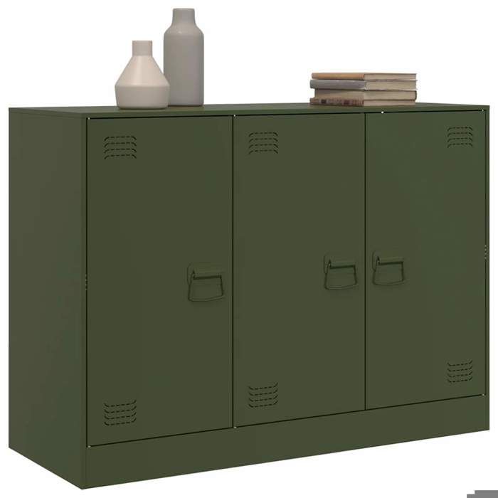 Meuble Rangement - HAOSHOP - Buffet vert olive 99x39x73 cm acier&01_36432