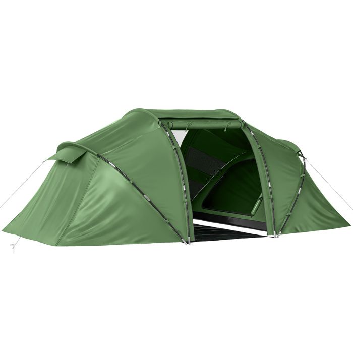 YWJ Tente de camping familiale pour 4 personnes avec 2 chambres et sac de transport 430x240x170 cm vert