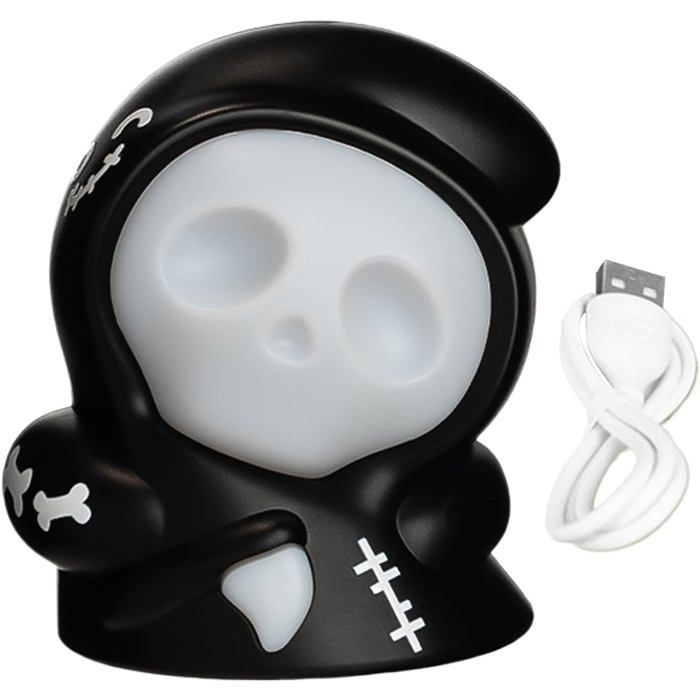 Veilleuse Tête de Mort (Noire) 3 modes de gradation design Tête de Mort lampe tactile dHalloween convient pour lentrée