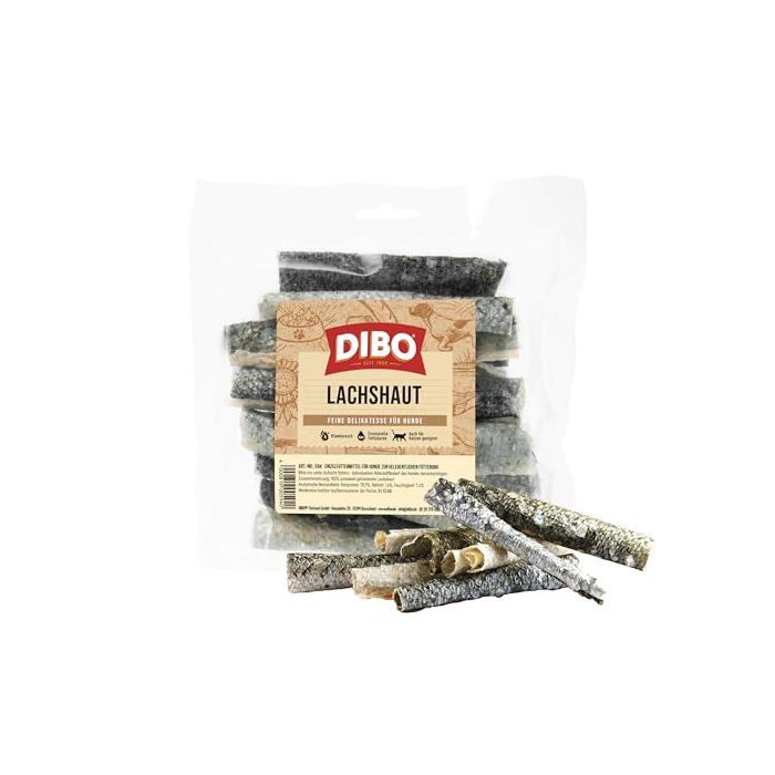 Friandise pour chien - DIBO - Mod. 594 - Peau de saumon séchée 50 g - 100% naturelle - Sans conservateurs Friandise pour chien - DIBO - Mod. 594 - Peau de saumon séchée 50 g - 100% naturelle - Sans conservateurs