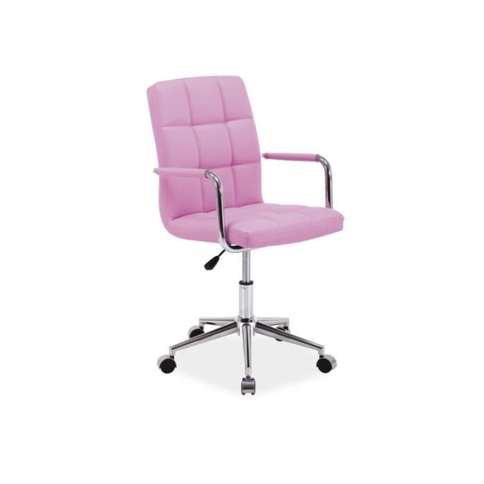 chaise de bureau à roulettes - ac-déco - q022 - cuir pu - rose