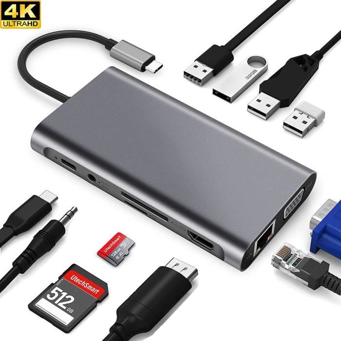Répartiteur HDMI pour deux moniteurs - Écran 4K @ 60 Hz, adaptateur USB