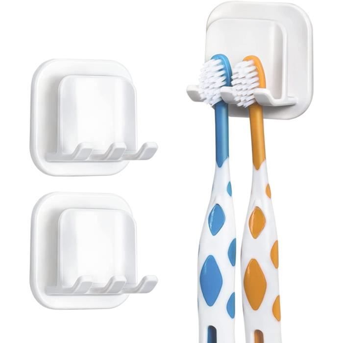 Porte Brosse à Dents Mural Avec Couvercle - 2 Pièces - Autocollant, Étanche - Pour Salle De Bain - Noir - 4