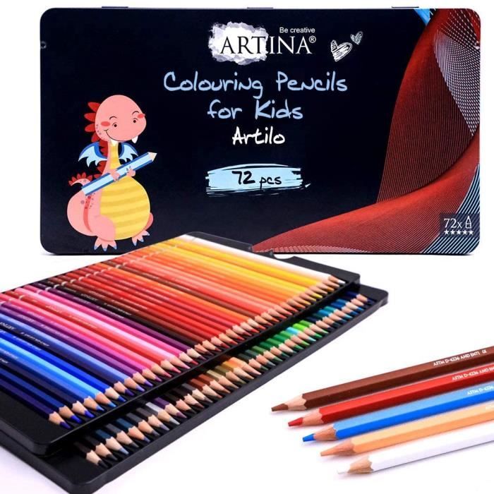 Artina Artilo Lot de 72 crayons couleur enfant - Coffret crayon