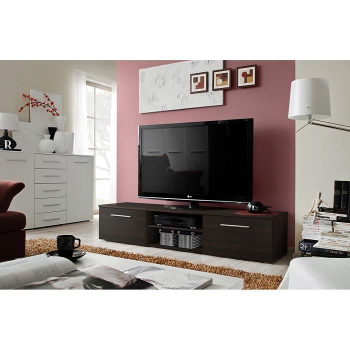 Meuble Tv Bono Ii En Wenge 180x37x45 Cm Achat Vente Meuble Tv Meuble Tv Bono Ii En Wenge Soldes Cdiscount