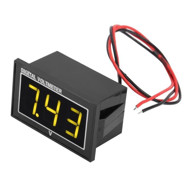 Voltmètre Numérique étanche DC 0-100V - Affichage LED Rouge - Pour Voiture, Moto, Bateau, Camping-car - Installation Facile - 12