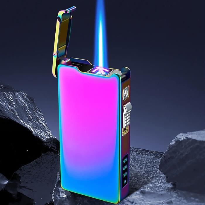 Briquet Tempête Double Flamme Rechargeable USB-C - Jet De Flamme Réglable - Pour Camping, Barbecue, Bougies - Noir - 6